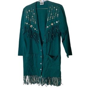 Vintage fringe rhinestone cotton jacket